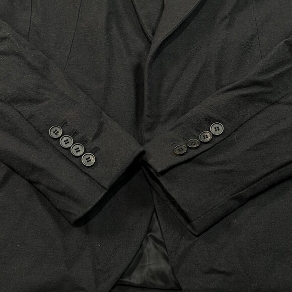 All Saints Italian Cloth Keene Blazer Mens 36 Black Leather Trim Wool Blend - Picture 7 of 9